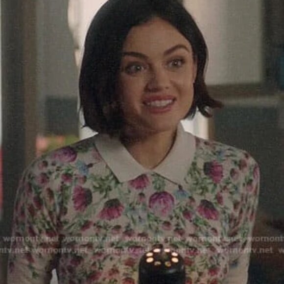 SUPER CUTE Ted Baker 'Karn' Thistle Floral Sweater - Purple and Green on White - Picture 9 of 11